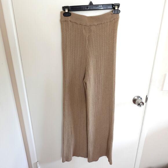 NWT Princess Polly Lexie Knit Pants XS/S Beige Marle Wide Leg High Rise Lounge - Picture 10 of 10